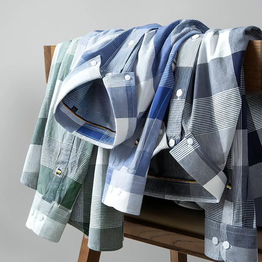 New Cotton Men's Long-sleeved British Plaid DressShirt - Which Mark