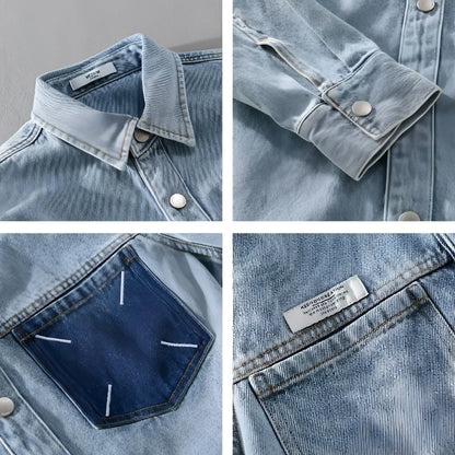 Men's Fashion Retro Denim Long-sleeved DressShirt - Which Mark