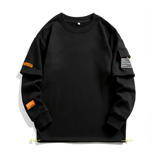 Men's Same Long Sleeve Round Neck Lazy Style Top Undershirt Sweater - Which Mark