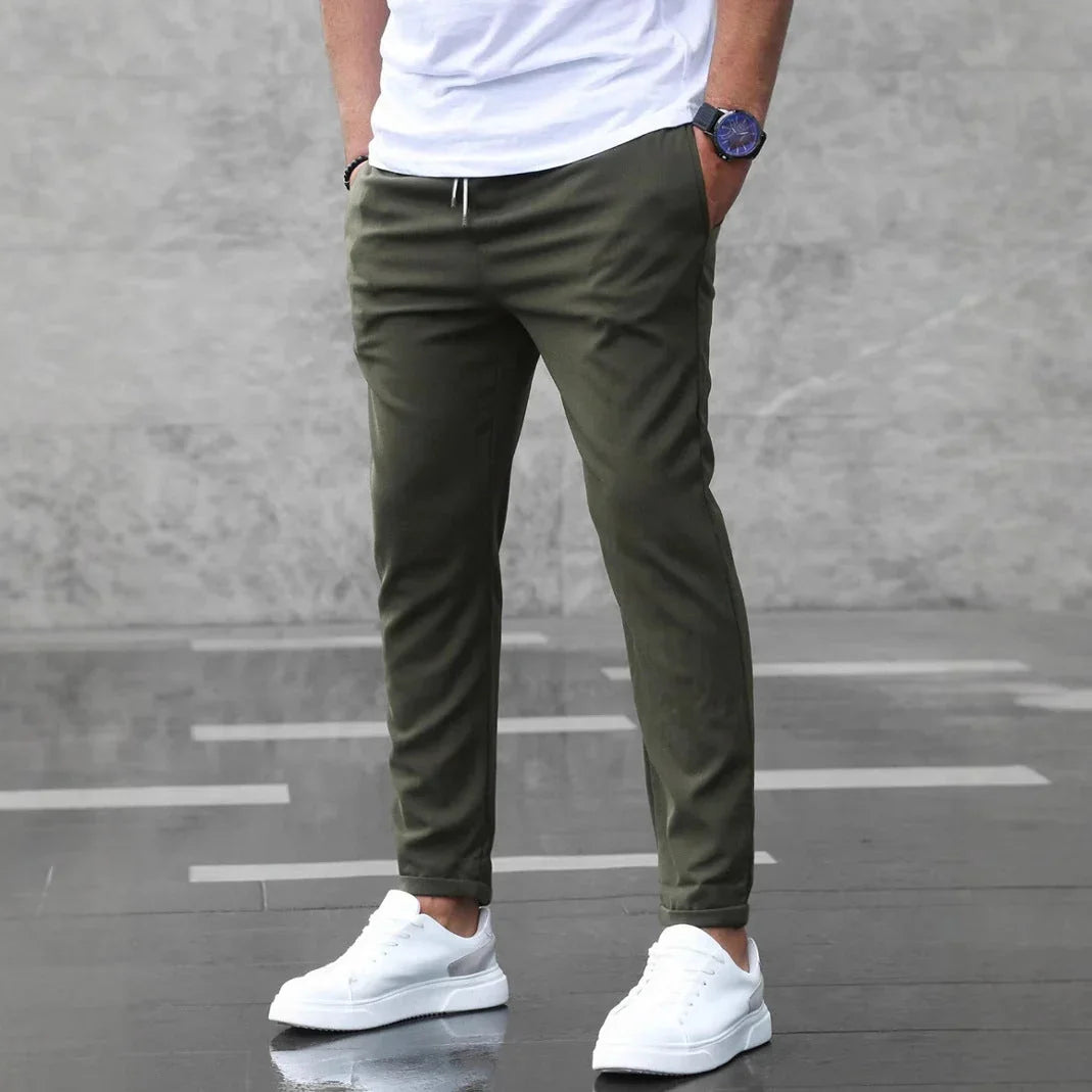 DenimDare™ Men’s Slim Fit Casual Pants With Drawstring & Pockets - Which Mark