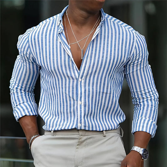 Men's Long Sleeve Lapel Plaid DressShirt - Which Mark