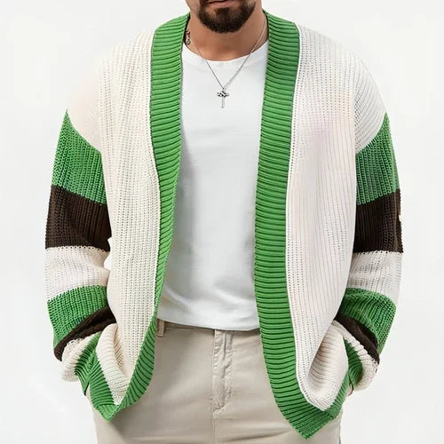 A.1 Loose Contrast Color Woolen Cardigan Jacket Sweater Men - Which Mark