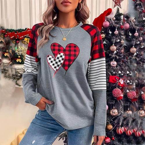 Women's Round Neck Long-sleeved Sweater Women's Plaid - Which Mark