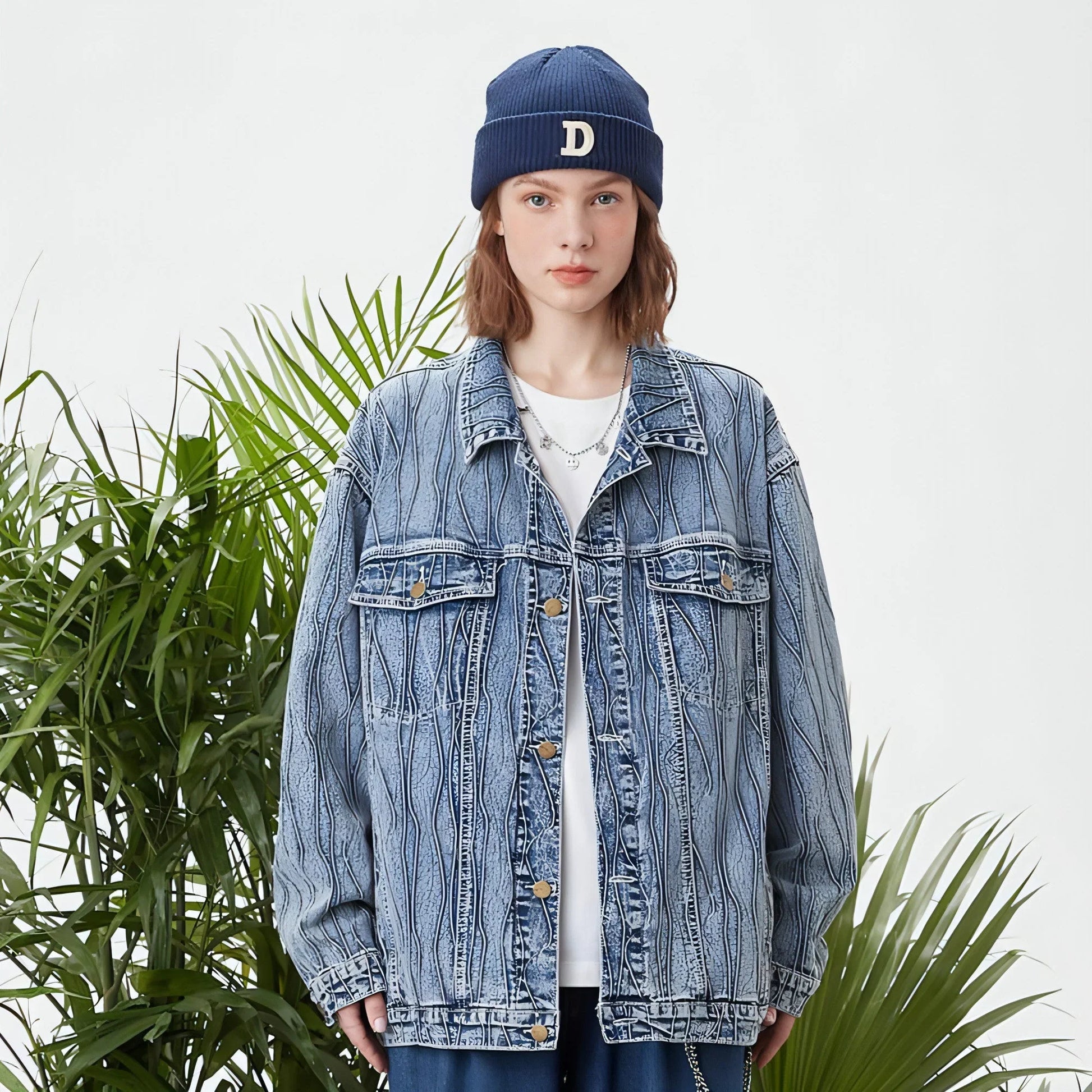 Jacquard Stone Washed Denim Jacket For Men And Women - Which Mark