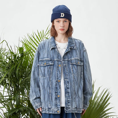 Jacquard Stone Washed Denim Jacket For Men And Women - Which Mark