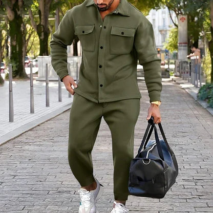 A Suede Single-breasted Solid Color Slim Fit Two-piece Suit Men - Which Mark