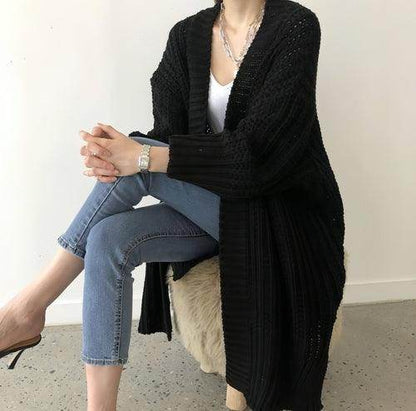 Retro Lazy Coat Loose Mid-length Sweater Jacket Women - Which Mark