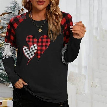 Women's Round Neck Long-sleeved Sweater Women's Plaid - Which Mark