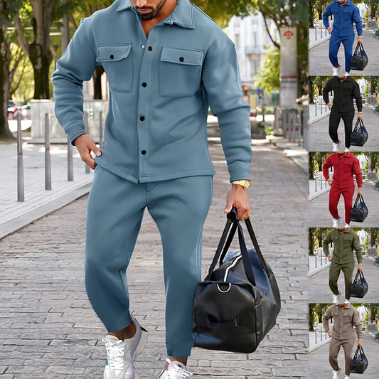 A Suede Single-breasted Solid Color Slim Fit Two-piece Suit Men - Which Mark