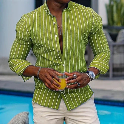 Men's Long Sleeve Lapel Plaid DressShirt - Which Mark