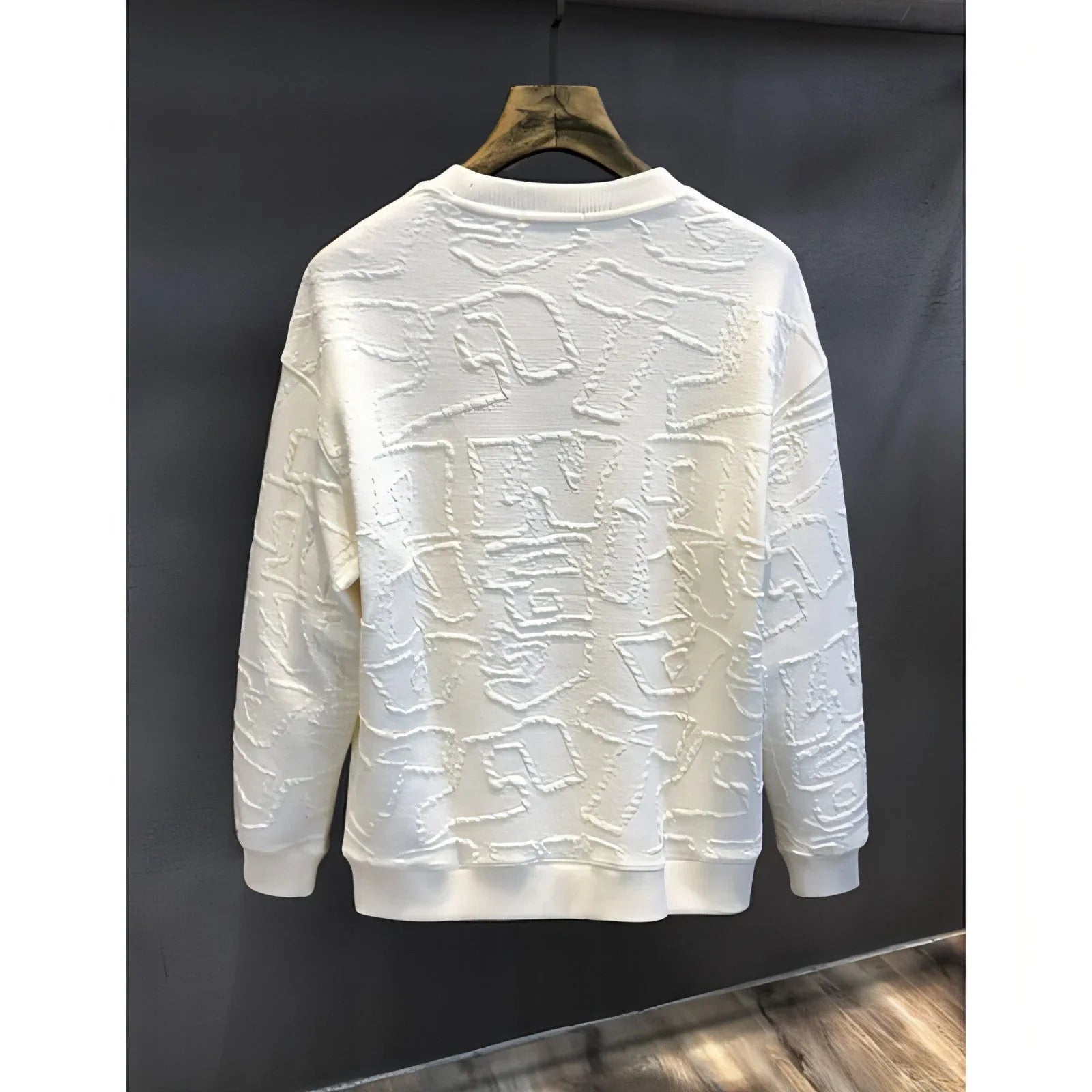 Texture Jacquard Heavy Round Neck Sweater Men's Autumn New - Which Mark