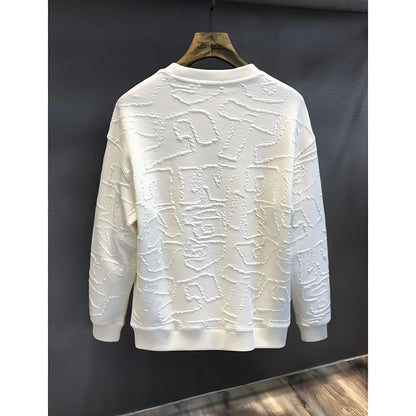 Texture Jacquard Heavy Round Neck Sweater Men's Autumn New - Which Mark