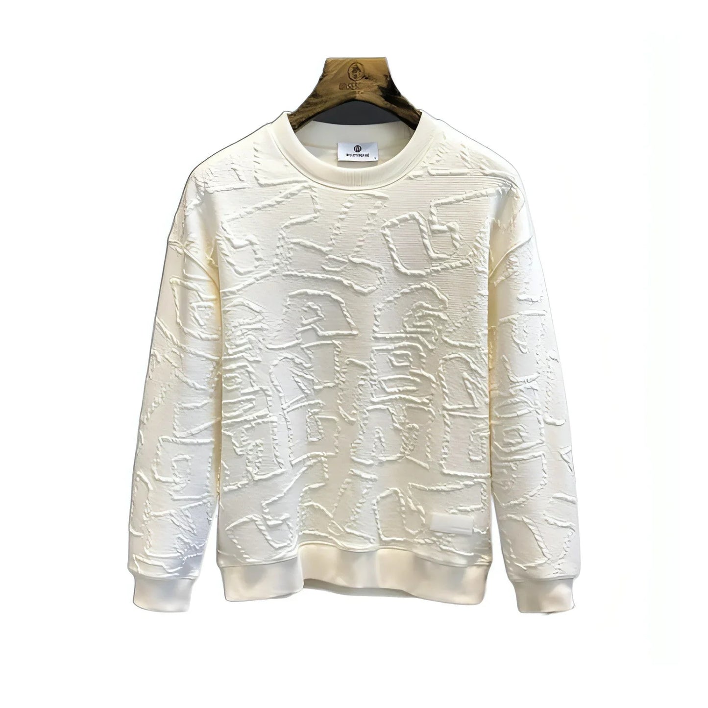 Texture Jacquard Heavy Round Neck Sweater Men's Autumn New - Which Mark