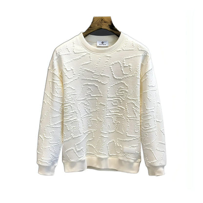 Texture Jacquard Heavy Round Neck Sweater Men's Autumn New - Which Mark