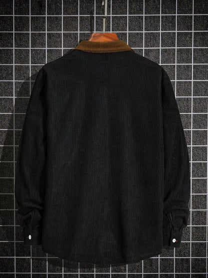 Men's Leisure Corduroy Long Sleeve Pocket DressShirt - Which Mark
