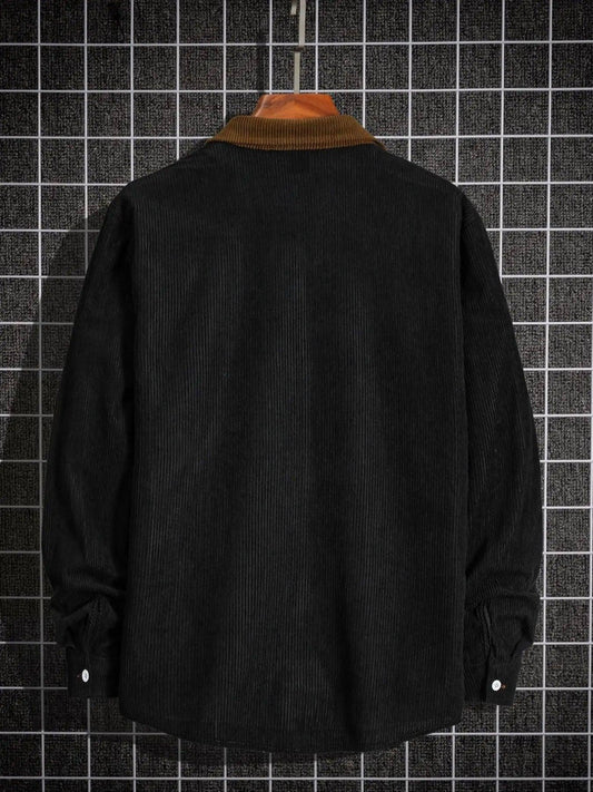 Men's Leisure Corduroy Long Sleeve Pocket DressShirt - Which Mark