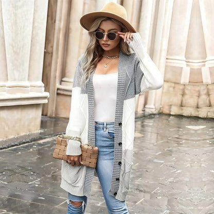 Color Matching Cardigan Sweater Coat Women - Which Mark