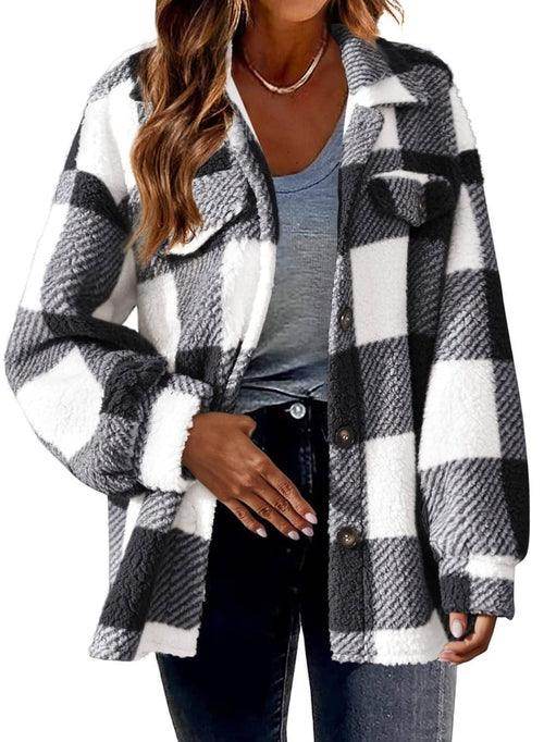 WinterFlair™ – Women's Fashion Jacket Button Plush Coat - Which Mark