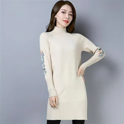 Autumn And Winter Fleece-lined Thickened Woolen Dress Sweater - Which Mark