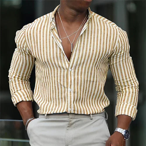 Men's Long Sleeve Lapel Plaid DressShirt - Which Mark