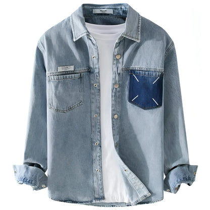 Men's Fashion Retro Denim Long-sleeved DressShirt - Which Mark