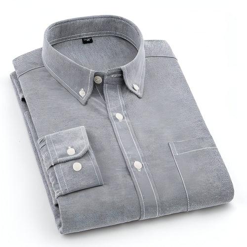 Men's Oxford Pure Color Slim Shirt For Young And Middle-aged People - Which Mark