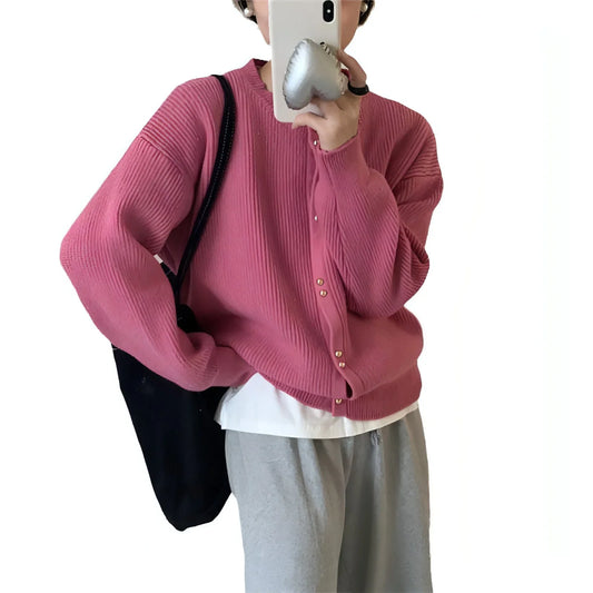 Korean Style Women's Long Sleeve Sweater Coat - Which Mark