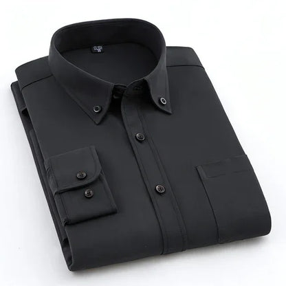 Men's Oxford Pure Color Slim Shirt For Young And Middle-aged People - Which Mark