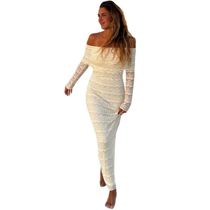 25 Edition – Elegant Off-Shoulder Lace Maxi Dress (Socialite Style) - Which Mark