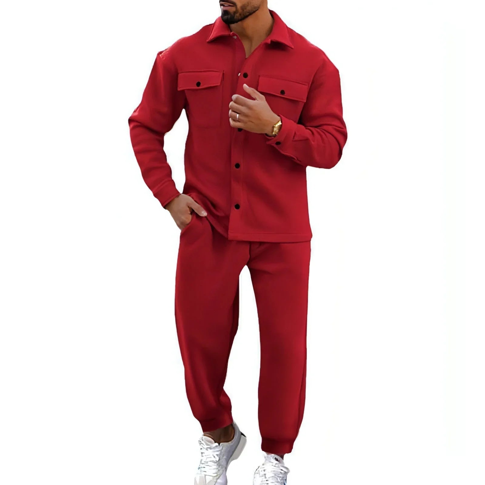 A Suede Single-breasted Solid Color Slim Fit Two-piece Suit Men - Which Mark