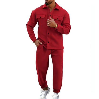 A Suede Single-breasted Solid Color Slim Fit Two-piece Suit Men - Which Mark