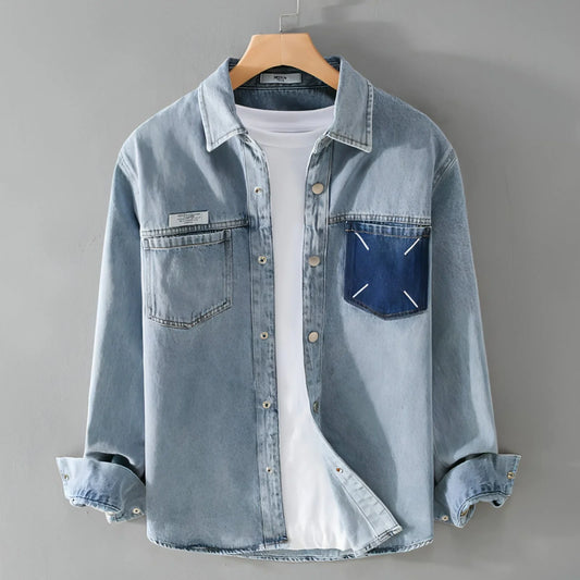 Men's Fashion Retro Denim Long-sleeved DressShirt - Which Mark