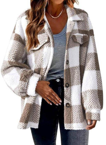 WinterFlair™ – Women's Fashion Jacket Button Plush Coat - Which Mark