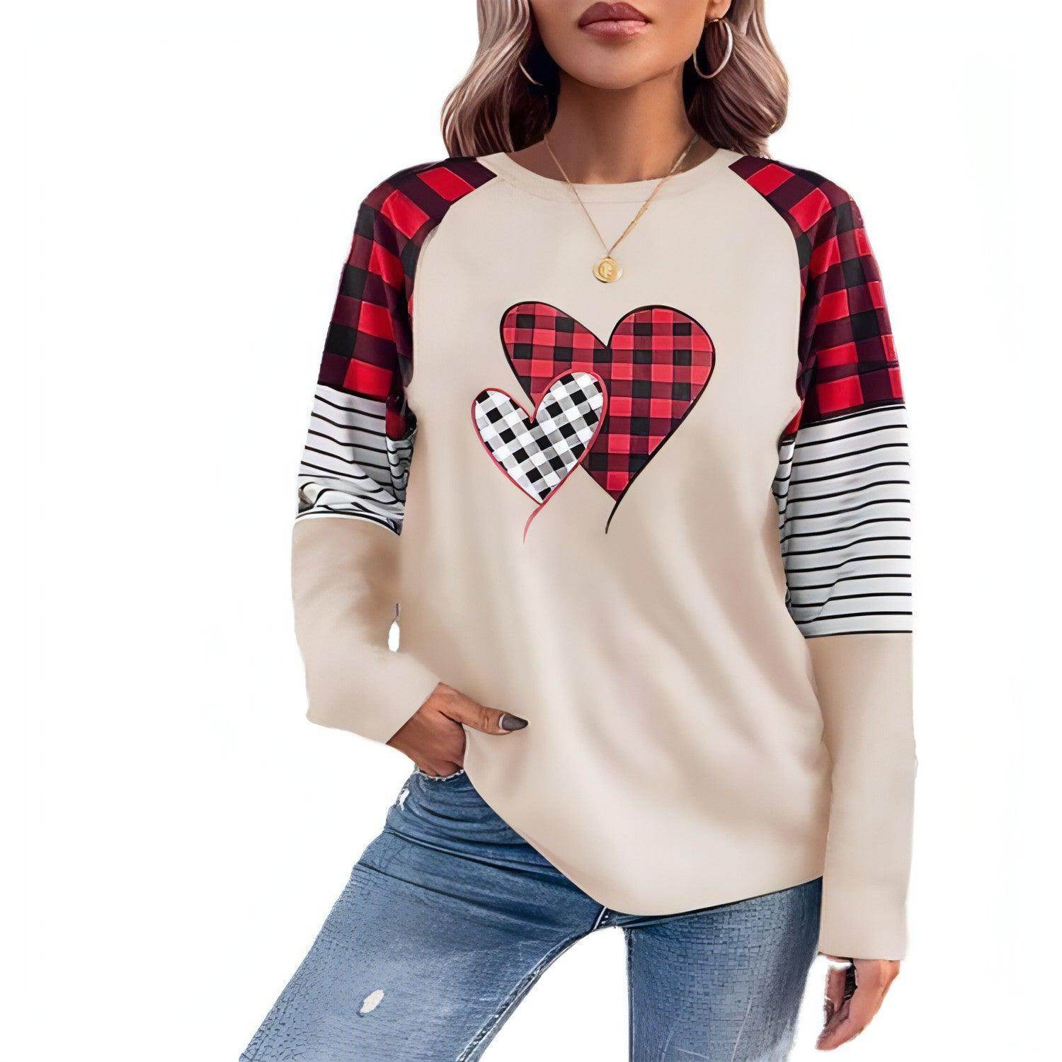 Women's Round Neck Long-sleeved Sweater Women's Plaid - Which Mark