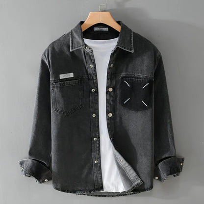 Men's Fashion Retro Denim Long-sleeved DressShirt - Which Mark