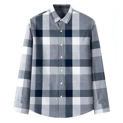 New Cotton Men's Long-sleeved British Plaid DressShirt - Which Mark
