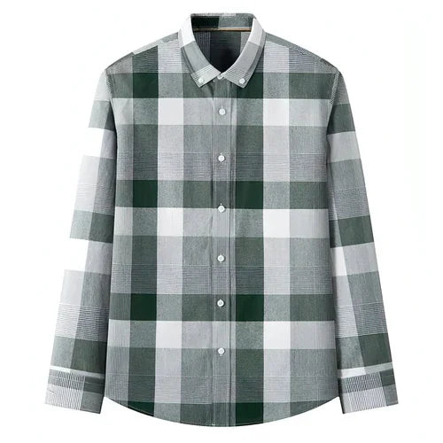 New Cotton Men's Long-sleeved British Plaid DressShirt - Which Mark