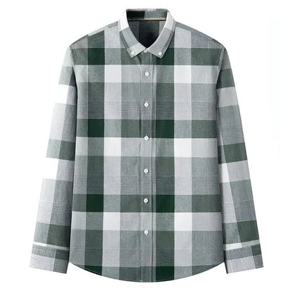 New Cotton Men's Long-sleeved British Plaid DressShirt - Which Mark