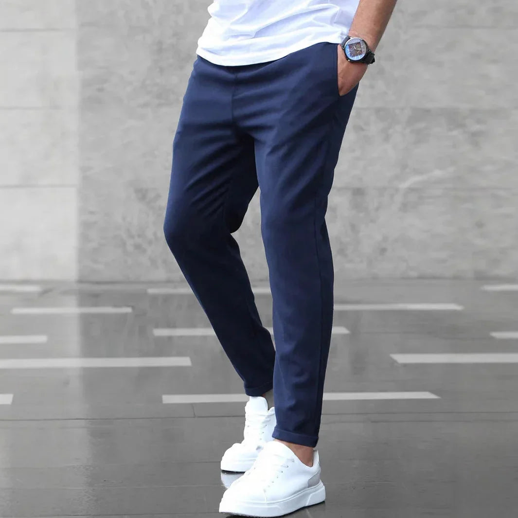 DenimDare™ Men’s Slim Fit Casual Pants With Drawstring & Pockets - Which Mark