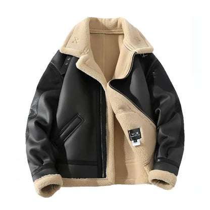 A.1 Plus Size Fleece-lined Thicker Fur Integrated Lapel Jacket Men - Which Mark
