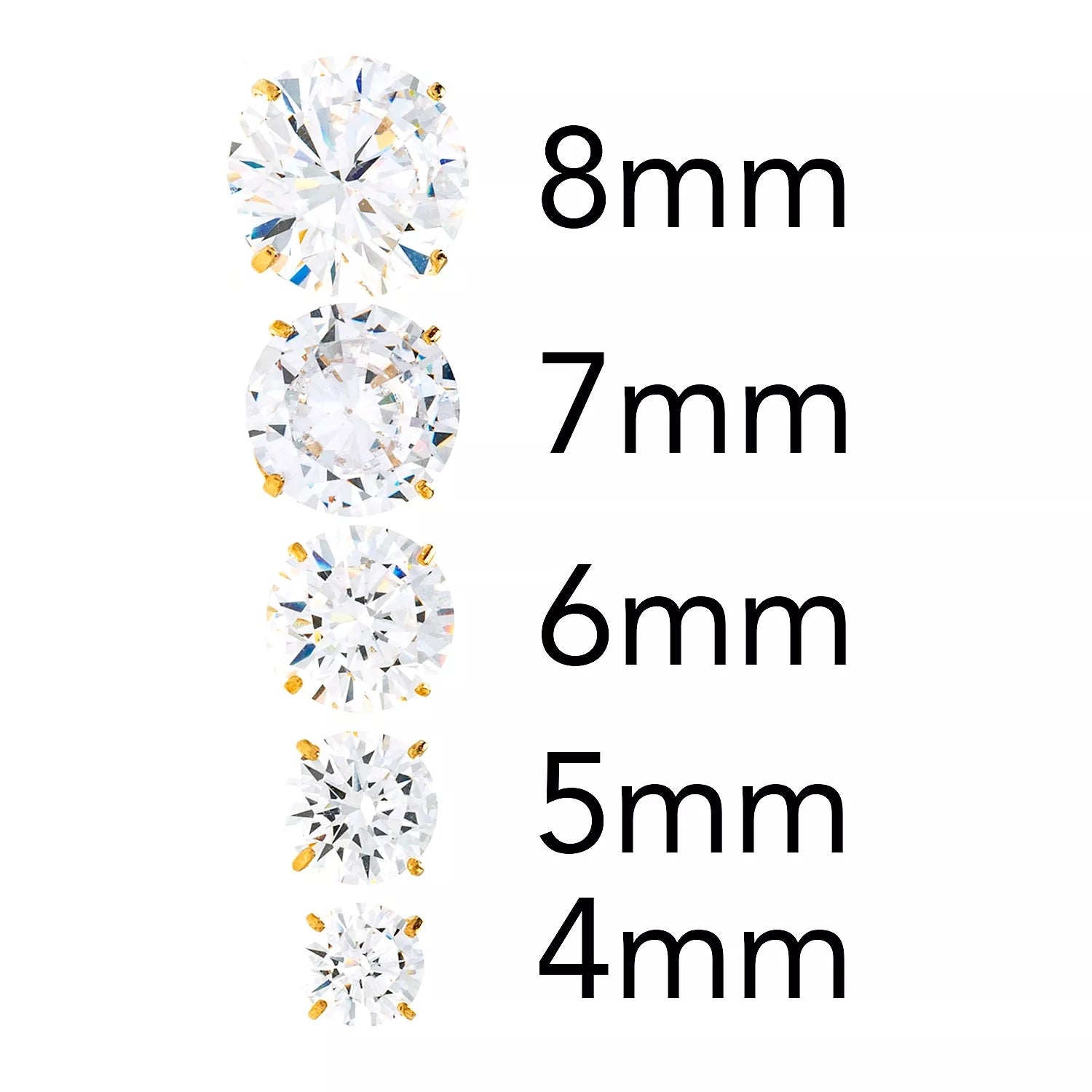 14K Gold Yellow Round Basket Setting Simulated Round Diamond Stud - Which Mark