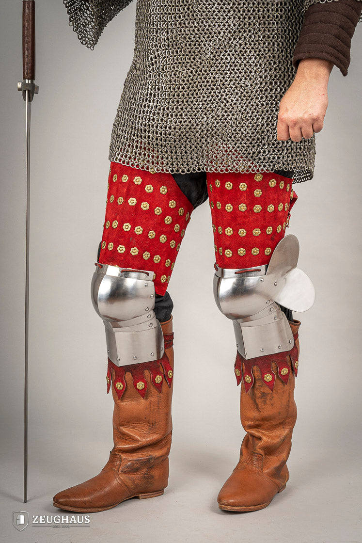 Splinted Leg Armour Suede Leather Red - Which Mark