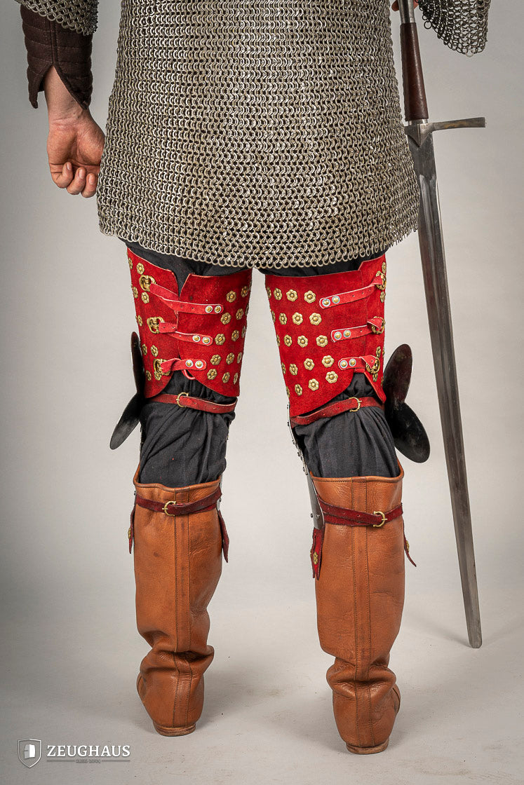 Splinted Leg Armour Suede Leather Red - Which Mark