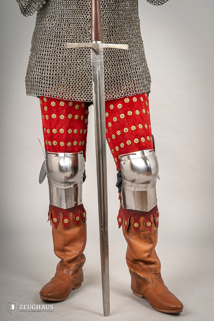 Splinted Leg Armour Suede Leather Red - Which Mark