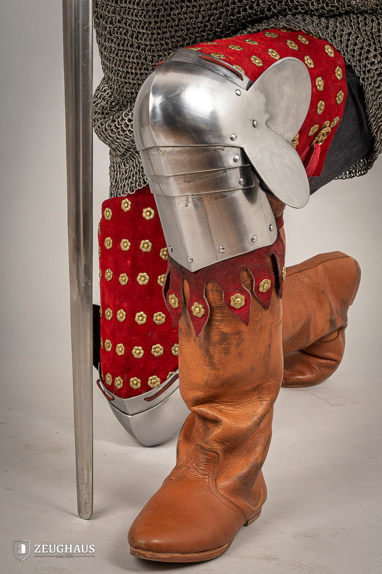 Splinted Leg Armour Suede Leather Red - Which Mark