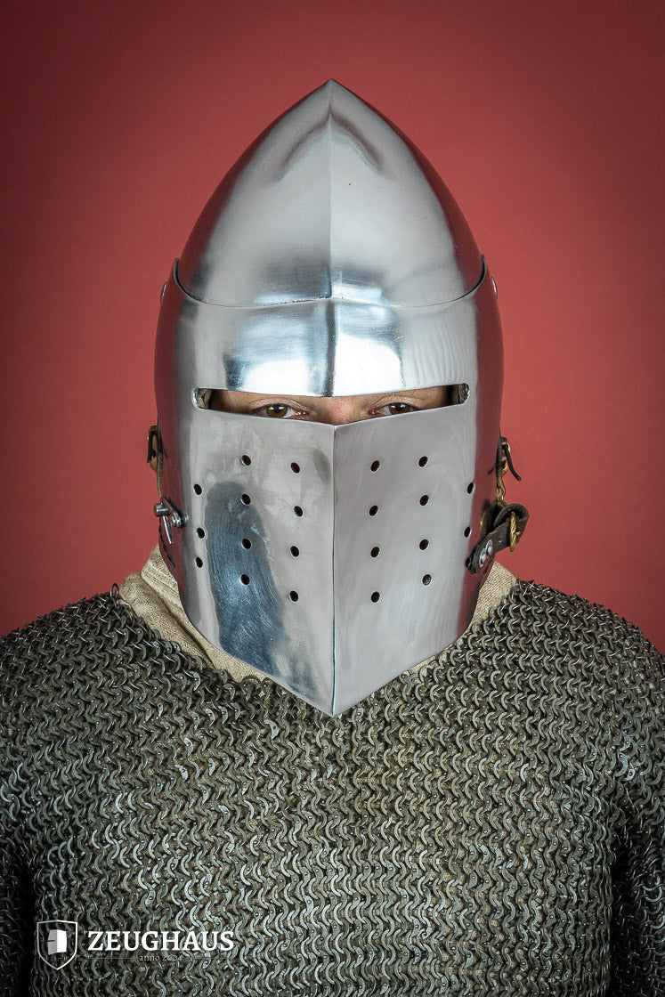 Full Visor Bascinet Helmet 2mm Polished - Which Mark