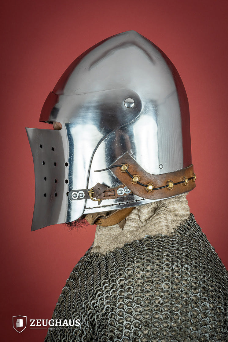 Full Visor Bascinet Helmet 2mm Polished - Which Mark