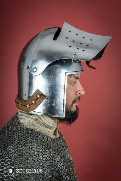 Full Visor Bascinet Helmet 2mm Polished - Which Mark