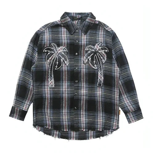 Loose Casual Polo Collar Raw Coconut Embroidered DressShirt Men - Which Mark
