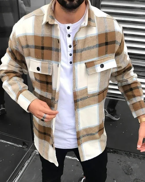 A1. W. Suit Jacket Loose Lapels Double Pocket Jacket Long Sleeve Men - Which Mark